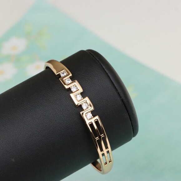 Rose Gold Geometric CZ Bangle Contemporary Style, XPBL0532 - Picture 8 of 12